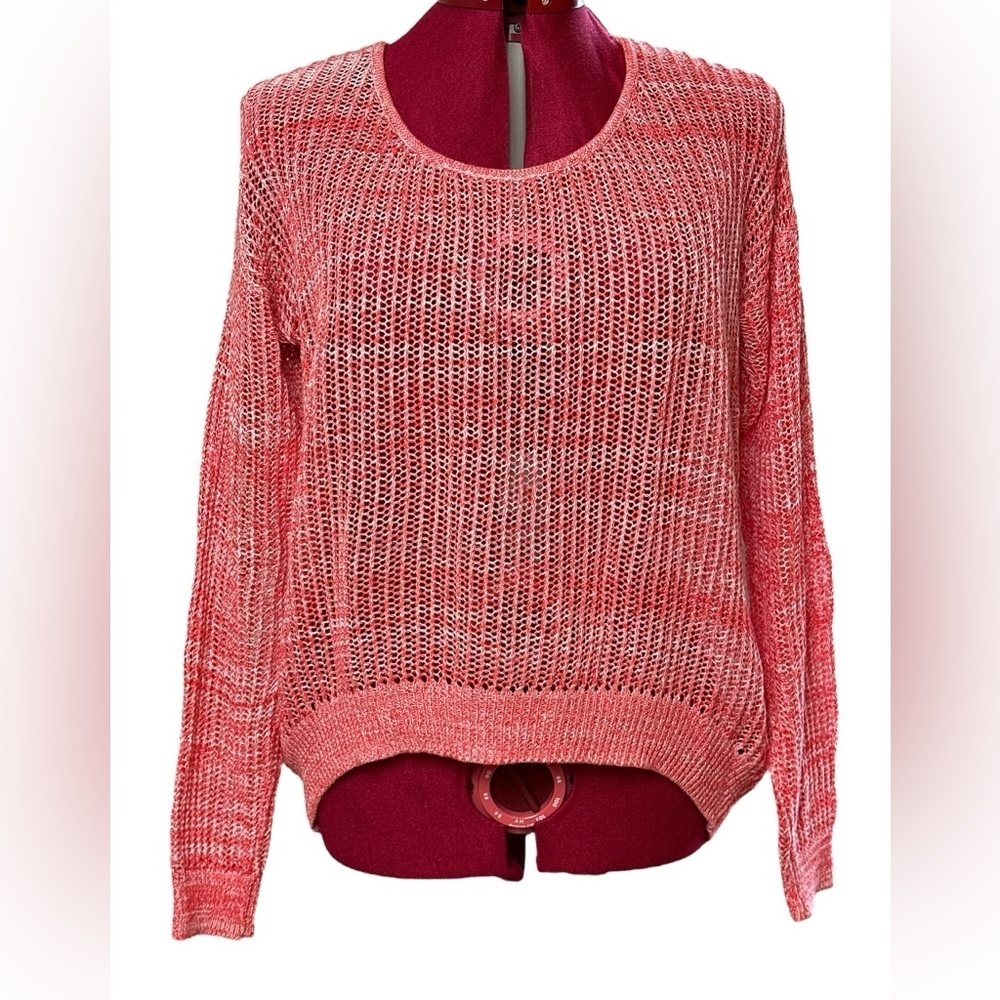 Dex cotton long sleeve open knit pullover